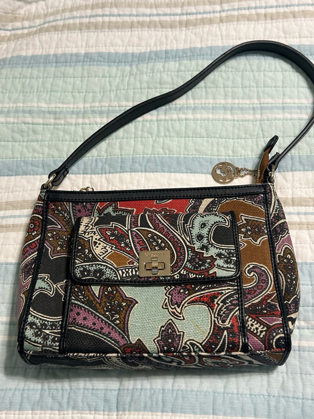 Spartina 449 Multicolor Paisley Shoulder Bag with Black Trim